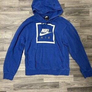 Nike Men's Blue Pullover Hoodie with Nike Logo In Front, size small